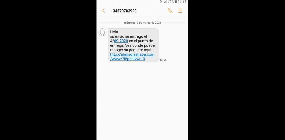 La Policía advierte de una estafa mediante SMS avisando de la recogida pendiente de paquetes